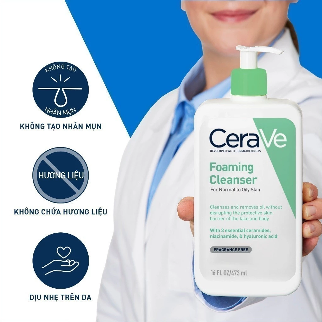 Sữa rửa mặt CeraVe Foaming Facial Cleanser 473ML